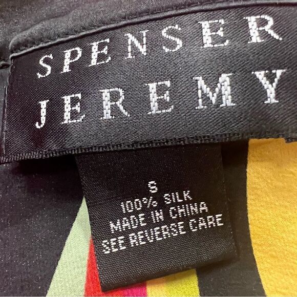 Spencer Jeremy vintage multi colored silk wrap top Sz S - Picture 5 of 5